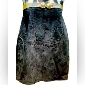 Vintage Suede Leather Skirt 90s Black Pencil Skirt Amanda Smith size 12